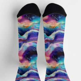 審美的カラフルモダンレインボー瑪瑙グリッター ソックス