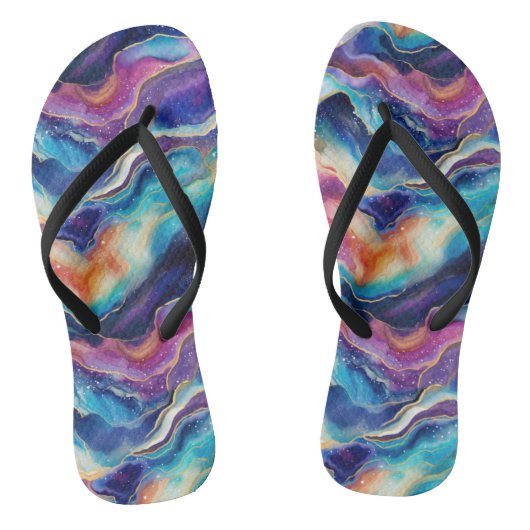 審美的カラフルモダンレインボー瑪瑙グリッター ビーチサンダル (ソール)