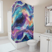 審美的カラフルレインボー瑪瑙グリッターテクスチャ シャワーカーテン (インサイチュ)
