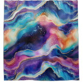 審美的カラフルレインボー瑪瑙グリッターテクスチャ シャワーカーテン (正面)