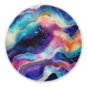 審美的カラフルレインボー瑪瑙グリッターテクスチャ セラミックノブ (正面)