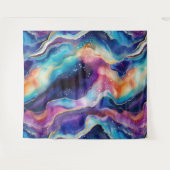 審美的カラフルレインボー瑪瑙グリッターテクスチャ タペストリー (正面(横))