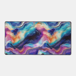 審美的カラフルレインボー瑪瑙グリッターテクスチャ デスクマット