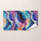 審美的カラフルレインボー瑪瑙グリッターテクスチャ バスタオルセット (ハンドタオル)