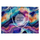 審美的カラフルレインボー瑪瑙モノグラモダンム ラージペーパーバッグ (裏面)