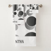 審美的グレー抽象芸術水玉模様パターン白 バスタオルセット (インサイチュ)