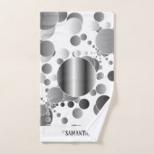 審美的グレー抽象芸術水玉模様パターン白 バスタオルセット (ハンドタオル)