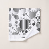 審美的グレー抽象芸術水玉模様パターン白 バスタオルセット (ウォッシュタオル)