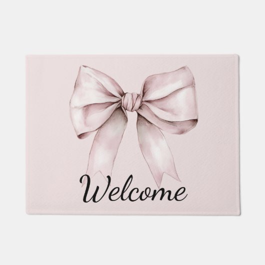 審美的コケットのピンクボウパーソナライズされた ドアマット (正面)