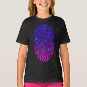 審美的ネオン指紋発光発光 Tシャツ