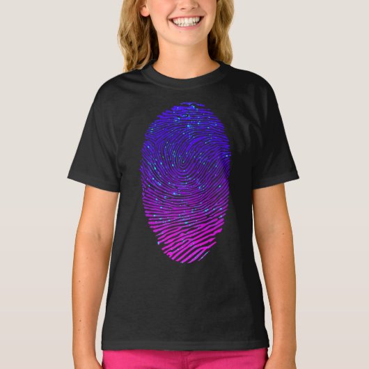 審美的ネオン指紋発光発光 Tシャツ (正面)