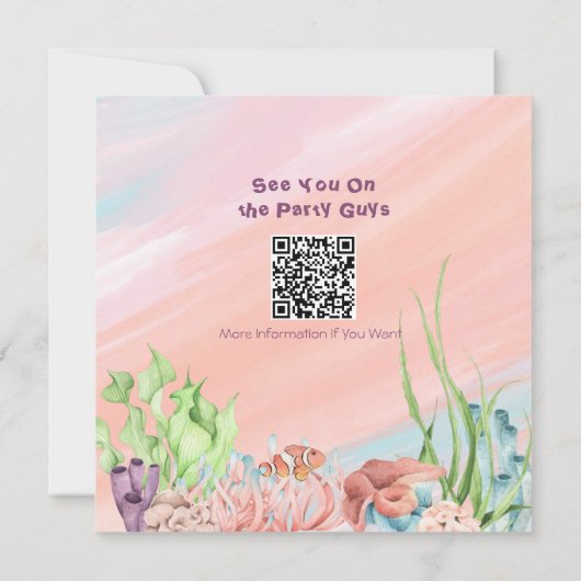 審美的ピンクウォーターカラーマーメイド誕生日カード サンキューカード (裏面)