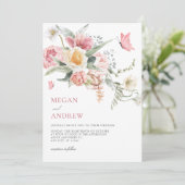 審美的フローラパステル水結婚色 招待状 (スタンド正面)