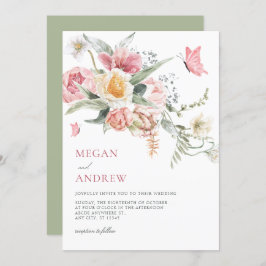 審美的フローラパステル水結婚色 招待状