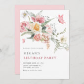 審美的フローラパステル水色 招待状 (正面/裏面)