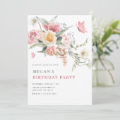 審美的フローラパステル水色 招待状 (スタンド正面)