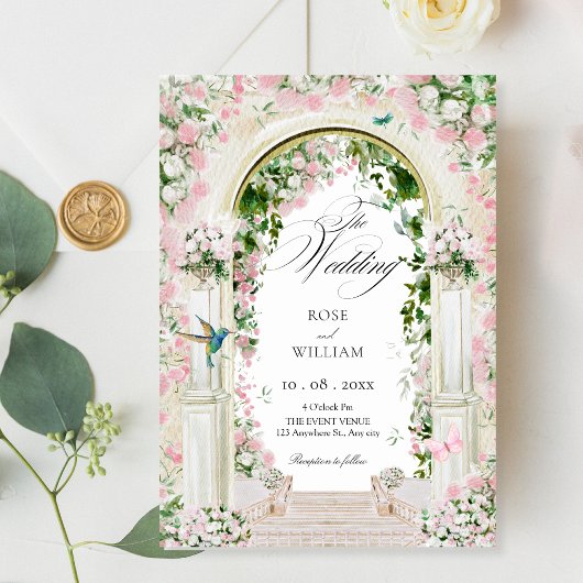 審美的フローラ庭園の結婚式アーチ 招待状