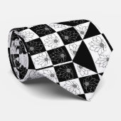審美的フローラ白黒パタ市松模様にン ネクタイ (ロール)