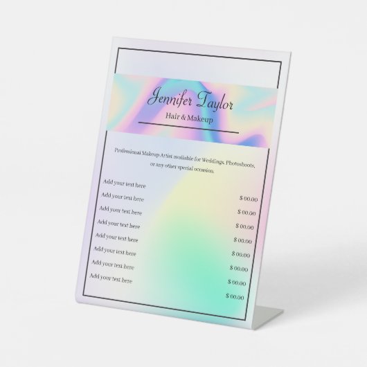 審美的モダンホログラフィック勾配ミニマル 台座サイン (正面)