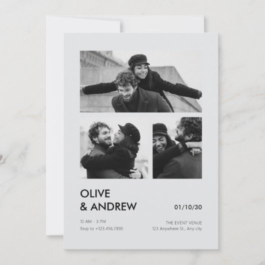 審美的モダン写真の結婚コラージュ 招待状 (正面)