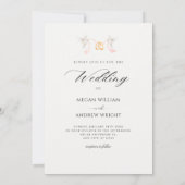 審美的結婚なアーチガーデンカップルの水色 招待状 (裏面)