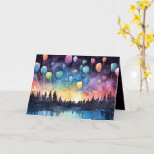 審美的誕生日湖の風景グリーティングカード カード (黄色い花)