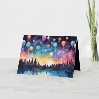 審美的誕生日湖の風景グリーティングカード カード