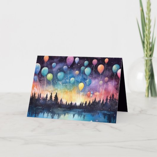 審美的誕生日湖の風景グリーティングカード 招待状 (正面)