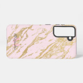 審美的金ゴールド大理石赤面ピンク SAMSUNG GALAXYケース (裏面横)
