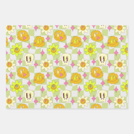 審美的Y2K異常トリップ（幻覚体験）のようなサイケデリック ラッピングペーパーシート