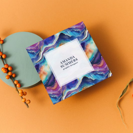 審美虹グリッター瑪瑙 スクエア名刺