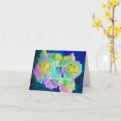 審美虹彩色パールバラ誕生日 カード (黄色い花)