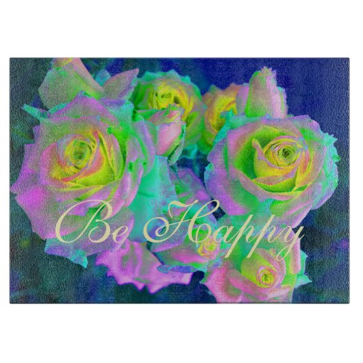 審美虹色の真珠のようなバラは幸せになる カッティングボード (正面)