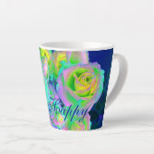 審美虹色の真珠のようなバラは幸せになる カフェラテマグ (右アングル)
