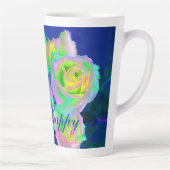 審美虹色の真珠のようなバラは幸せになる カフェラテマグ (右)