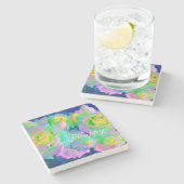 審美虹色の真珠のようなバラは幸せになる ストーンコースター (横)