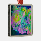 審美虹色の真珠のようなバラは幸せになる メタルオーナメント (右)