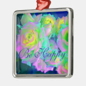 審美虹色の真珠のようなバラは幸せになる メタルオーナメント (左)