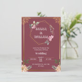 審美赤金ゴールド結婚式招待状 招待状 (スタンド正面)