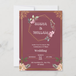 審美赤金ゴールド結婚式招待状 招待状