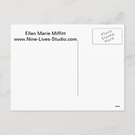 寸断されたクリスマスプレゼント箱の子ネコ シーズンポストカード (裏面)