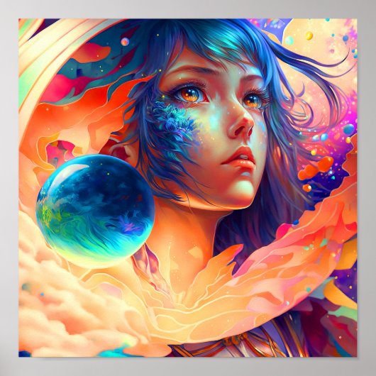 寸法の子 – カラフル女性壁芸術プリント ポスター (正面)