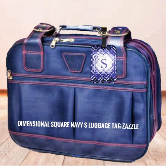 寸法の正方形 – ネイビー – S ラゲッジタグ