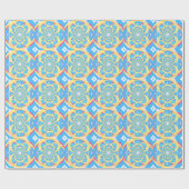 寸法の青パターン ラッピングペーパー (フラット)