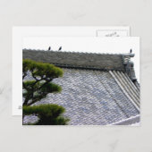 寺の屋根のカラス ポストカード (正面/裏面)