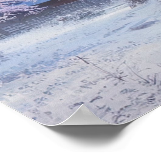 寺の穏やかな冬の夜 ポスター (角)