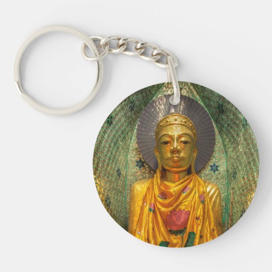 寺の黄金仏陀像 キーホルダー (正面)