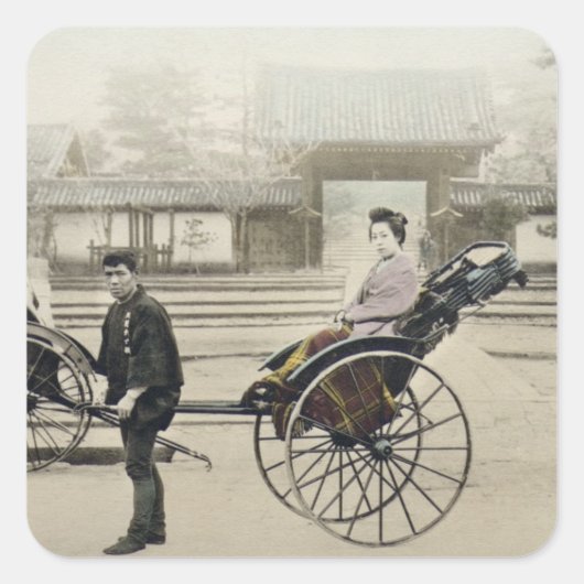 寺前の「人力車」1880年c.1880年 スクエアシール (正面)
