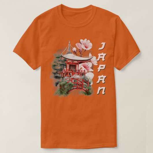 寺日本のさくらんぼブロッサムジャパン Tシャツ (デザイン正面)