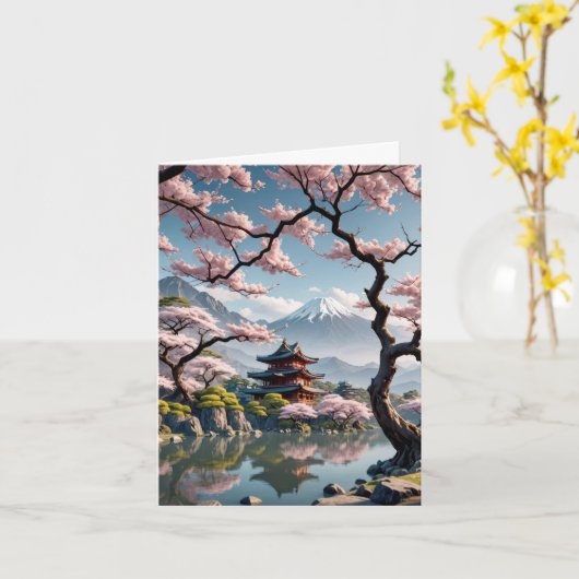 寺日本のとさくらんぼの花 カード (黄色い花)